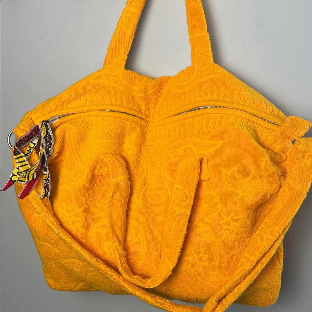Anthropologie Lalla French Terry Beach Tote Overnight Bag Shoulder Hand Straps - Picture 10 of 16
